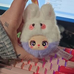 White and Purple Bunny Plush Toy for Small Pets